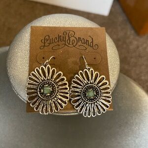 Lucky Brand Floral Silver and Green Earrings
